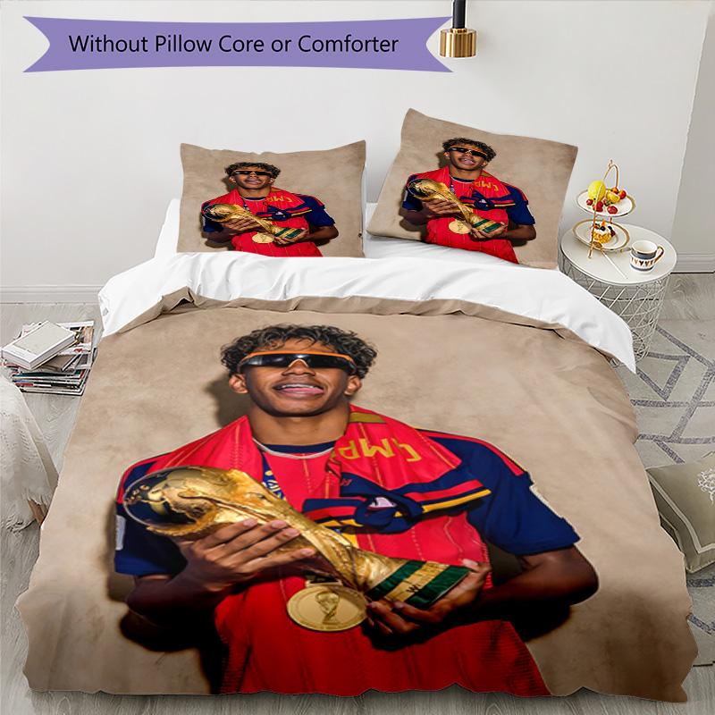 Lamine Yamal Fcb World Cup Champion Bedding Set,Premium Bed Linen for Bedroom Home Decoration,Perfect Collectible Gift for Messi Fans,Easy Care Duvet 