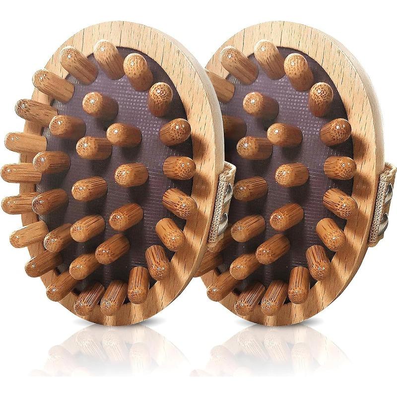 2PCS Lymphatic Drainage Massager, Manual Wood Head Scalp Massage Tool, Wooden Meridian Massage Brush Air Cushion Meridian Comb