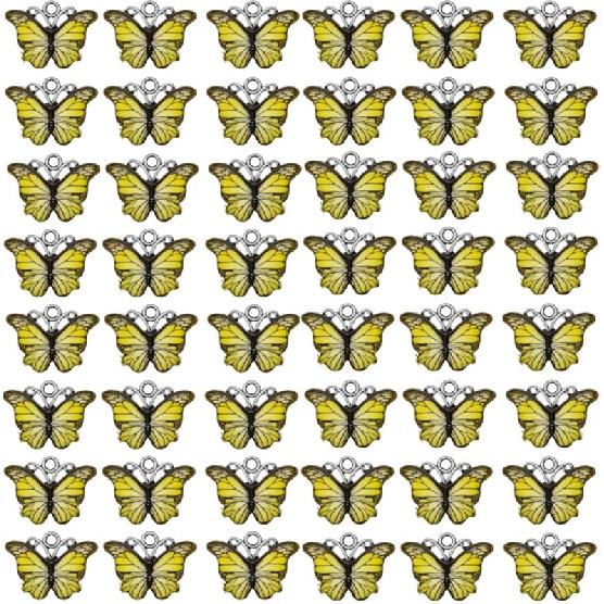 Zhiheng 50 Pack Alloy Butterfly Charms Monarch Butterfly Enamel Pendant Beads for Jewelry Making DIY Earring Necklace Bracelets Accessories Wine