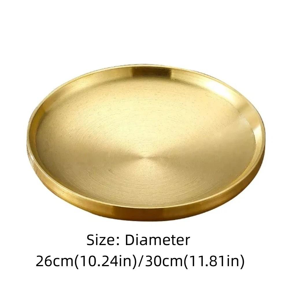 Korean Food Plate Gold Silver Dining Plate Eco-Friendly Metal Tray  Dinner
