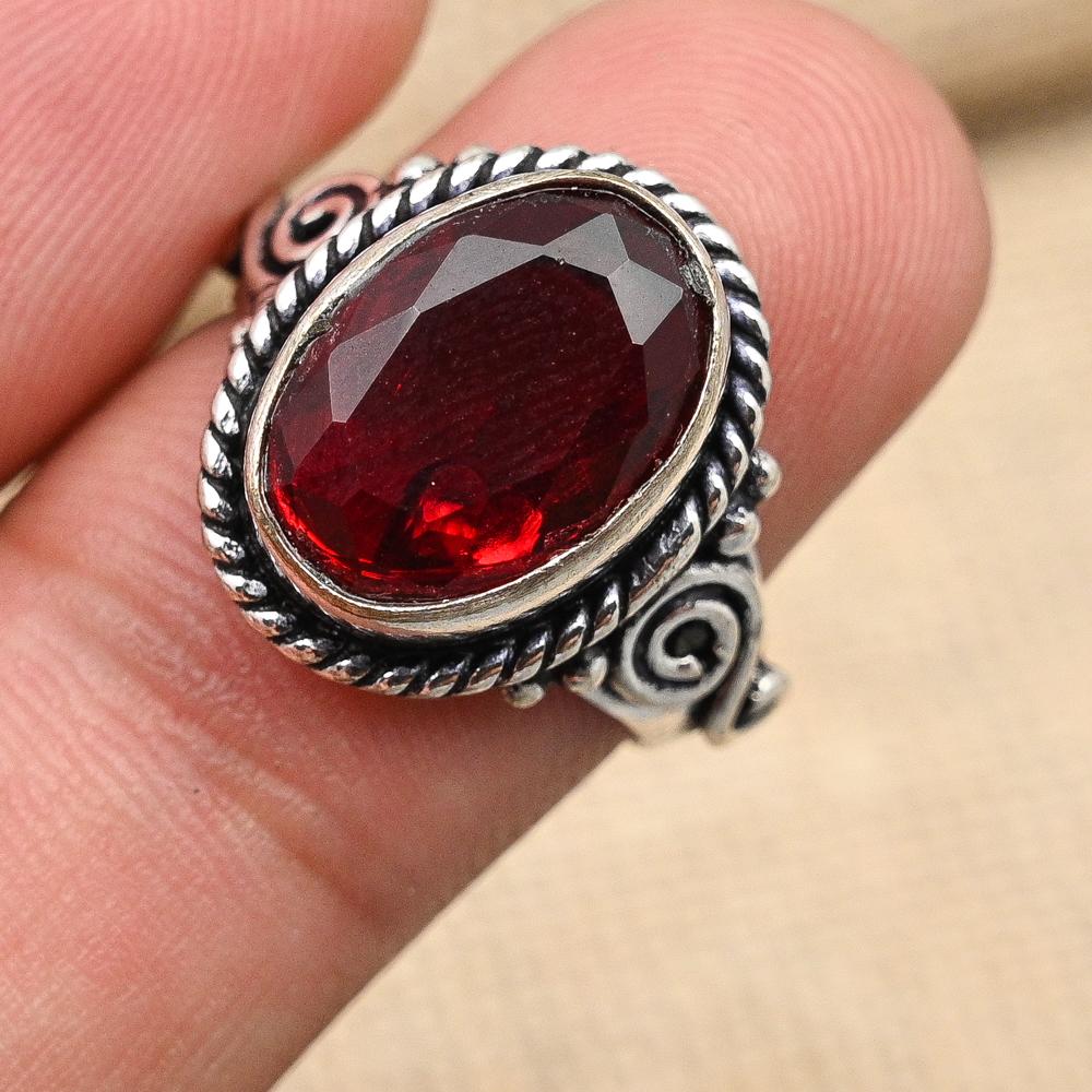 Red Garnet Natural Gemstone Jewelry Handmade Ring 925 Solid Sterling Silver Gift For Her