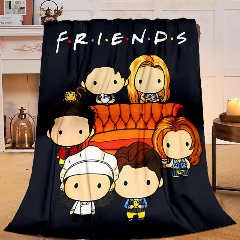 1PC Friends Cartoon Characters Flannel Blanket Gift, Suitable for Both Men And Women, Soft Ideal for Beds And Sofa, Birthday Or Christmas Gift