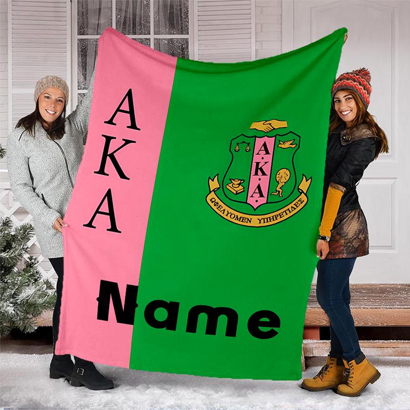 Personalized Custom Name Blanket - Alpha Kappa Alpha logo Print Design,Blanket for Sofa,Bed,Travel,Camping - Soft and Warm, Great Gift