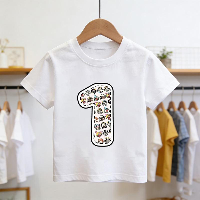 One Piece Summer Digital 19 Printed Childrens Short Sleeve Cute Casual TShirt Suitable for Boys and Girls Great for Gifting