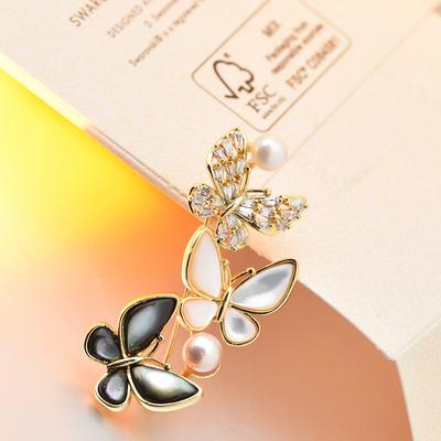 Butterfly Pearl Corsage High-End Brooch Femininity Niche Design Pin Silk Scarf Buckle
