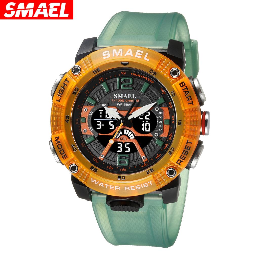 SMAEL Casual Waterproof Watch Digital Dual Display Outdoor Sports Multi-functional Glow-in-the-dark Men's Watch