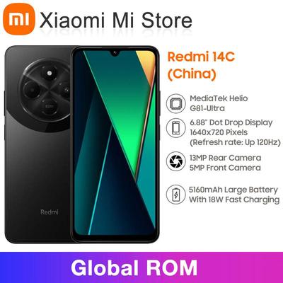Xiaomi هاتف Redmi 14C الذكي ROM عالمي MediaTek Helio G81-Ultra ثماني النواة شاشة 6.88 بوصة مكتب بث مباشر ألعاب الرياضات الإلكترونية تصوير