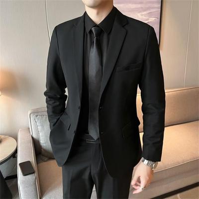 Korean Style Slim Fit Men's Wedding Suit – Perfect for Groom or Groomsmen