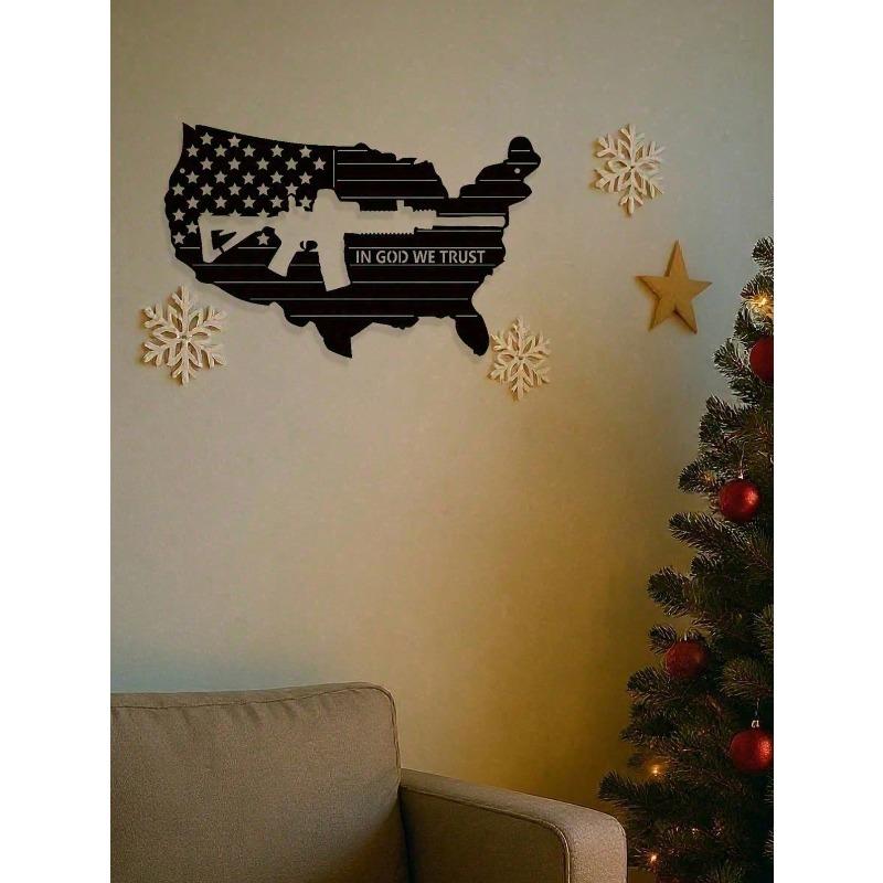 Vintage Rustic American Flag Metal Wall Art Tin Sign for Patriotic Decor Man Cave Military Gift