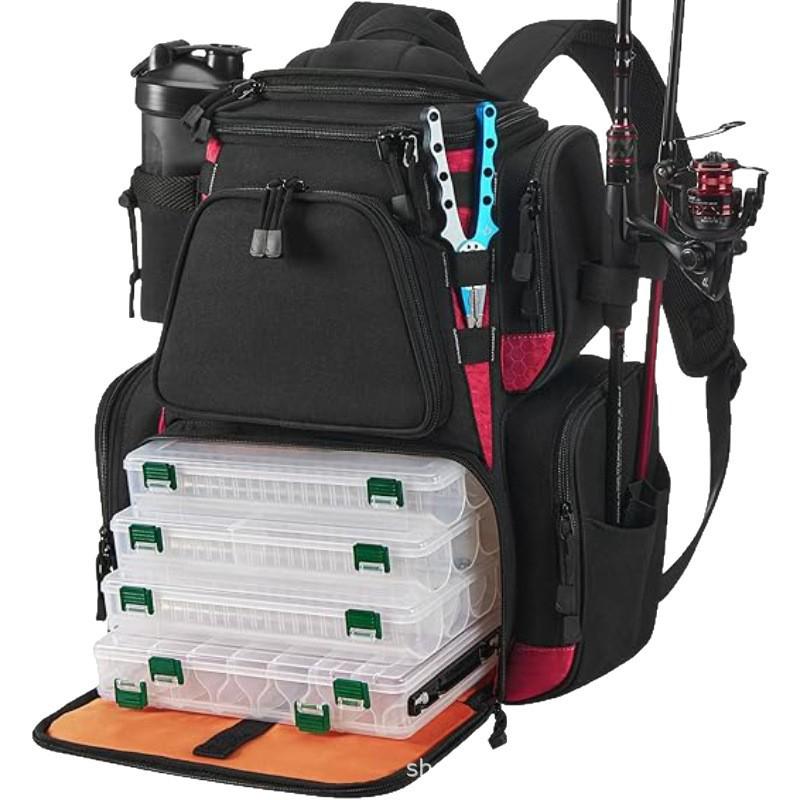 Fishing Gear Backpack & Tackle Bag with Rain Cover, Outdoor Storage for Equipment
