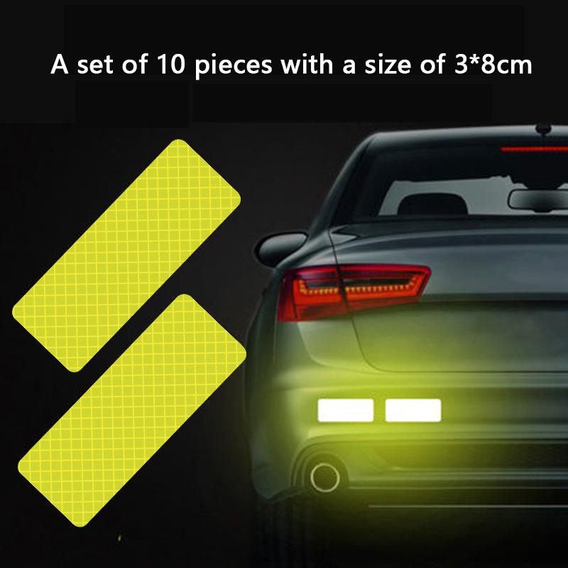 10 buc. Autocolant pentru mașină, autocolant reflectorizant de avertizare, bandă de siguranță, avertisment anti-coliziune, autocolant reflectorizant pentru portbagaj auto, motocicletă