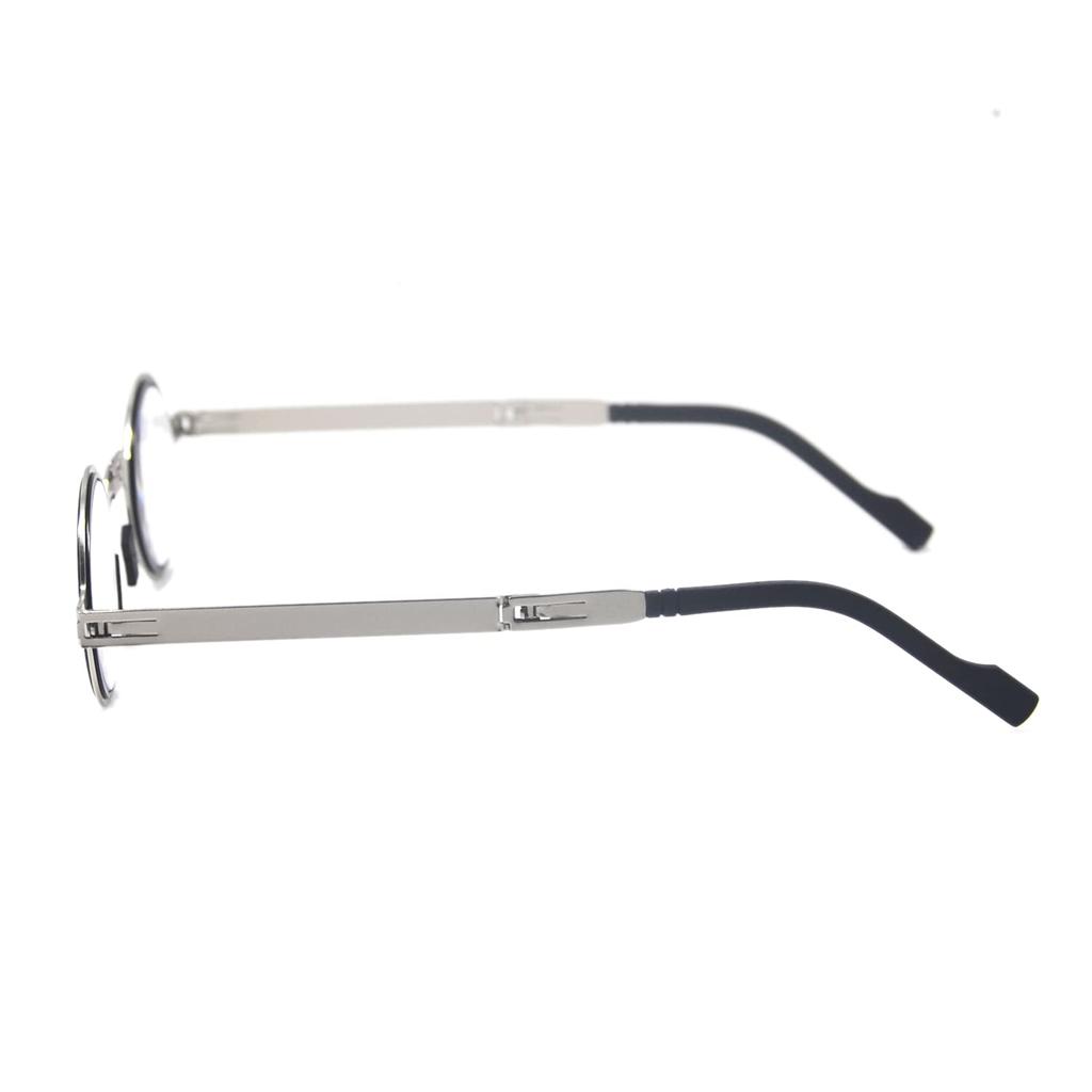 Blue Light Blocking Reading Round Compact Folding Stylish Reading Screwless Senior Glasses H6029 [Henghao] Glasses, Glasses, Glasses, (+3.50, Silver)