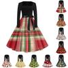 Women's Casual Vintage Dress with Square Neck and Christmas Print for Holiday Party