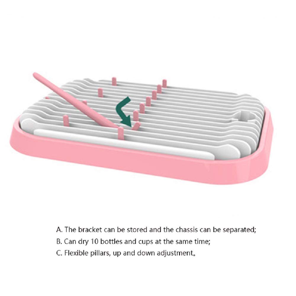Baby Bottle Drying Rack Dryer Space Saving Travel Holder for Pump Cup Accessories(Pink)