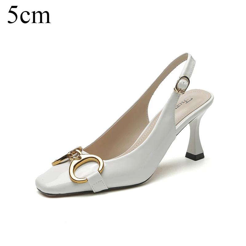 Sandals for Women 2025 Summer New High Heels Womens with A Straight Toe and A Back Empty Sole High Heels Sandal Sandalias Mujer
