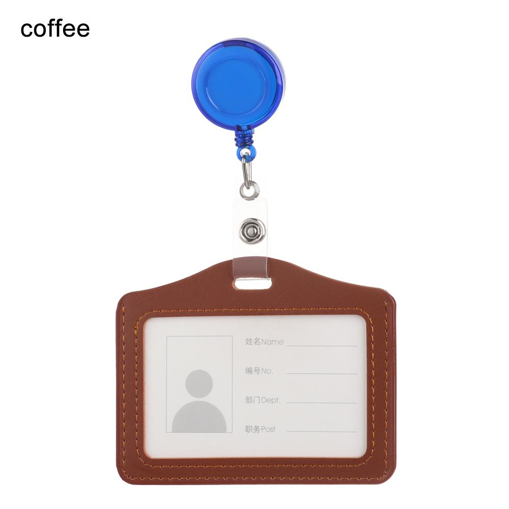 Bank Credit Card Holders Bus ID Identity Cards Case Multicolor Badge with Retractable Reel Work Card Cover PU Leather Cardholder