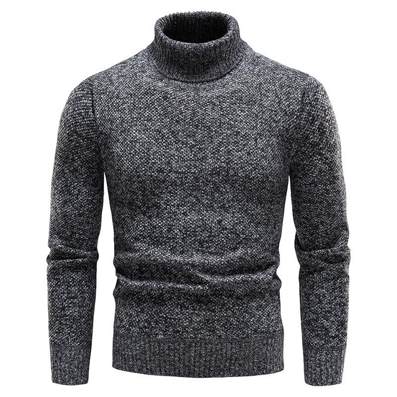 Men's Autumn Winter Plus Velvet Thick High Neck Sweater: European American Fashion Long Sleeve Warm Knitwear Pullover.