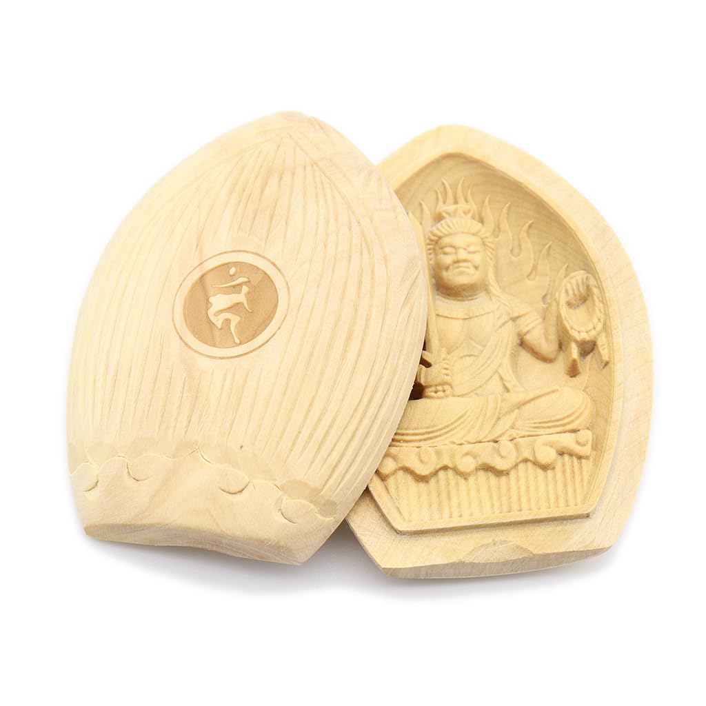 Kurita's meticulously crafted Buddhist statue: Guardian deity - Fudo Myoo seated statue (Lotus-shaped incense box Buddha [pocket Buddha]) Guardian dei