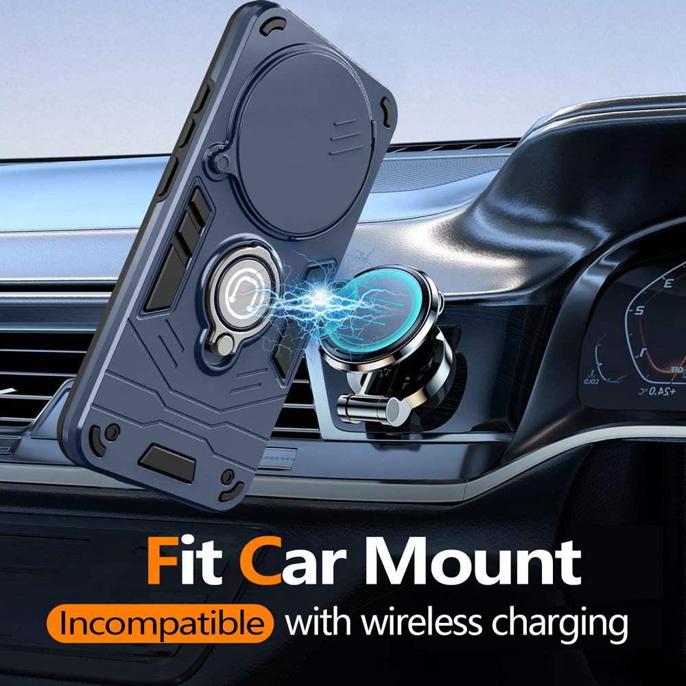 KEYSION Shockproof Armor Ring Stand Case for Redmi Note 15 Pro+ 5G Slide Camera Lens Protection Phone Cover for Redmi Note 15 4G 5G