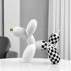 Creative Design Black and White Chessboard Plaid Gold Mouth Balloon Dog Ornament Home Living Room Fine TV Cabinet Plush Decoration Crafts