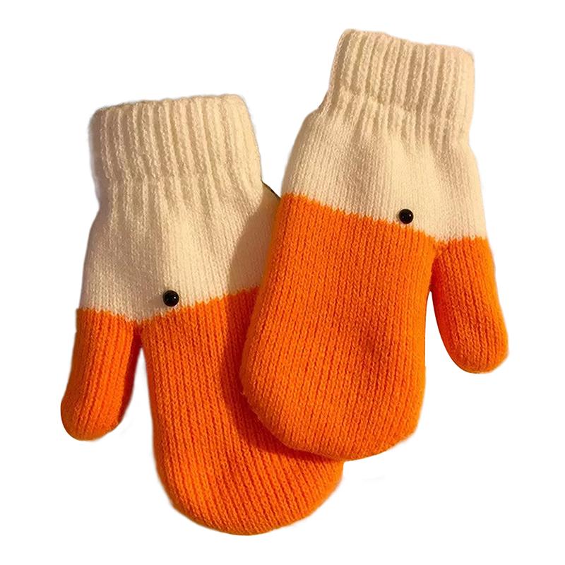 

Funny Knitted Goose Wool Gloves for Autumn and Winter,Cute Thick Velvet for Cold Protection and Warmth Double Layer Gloves помаранчевий