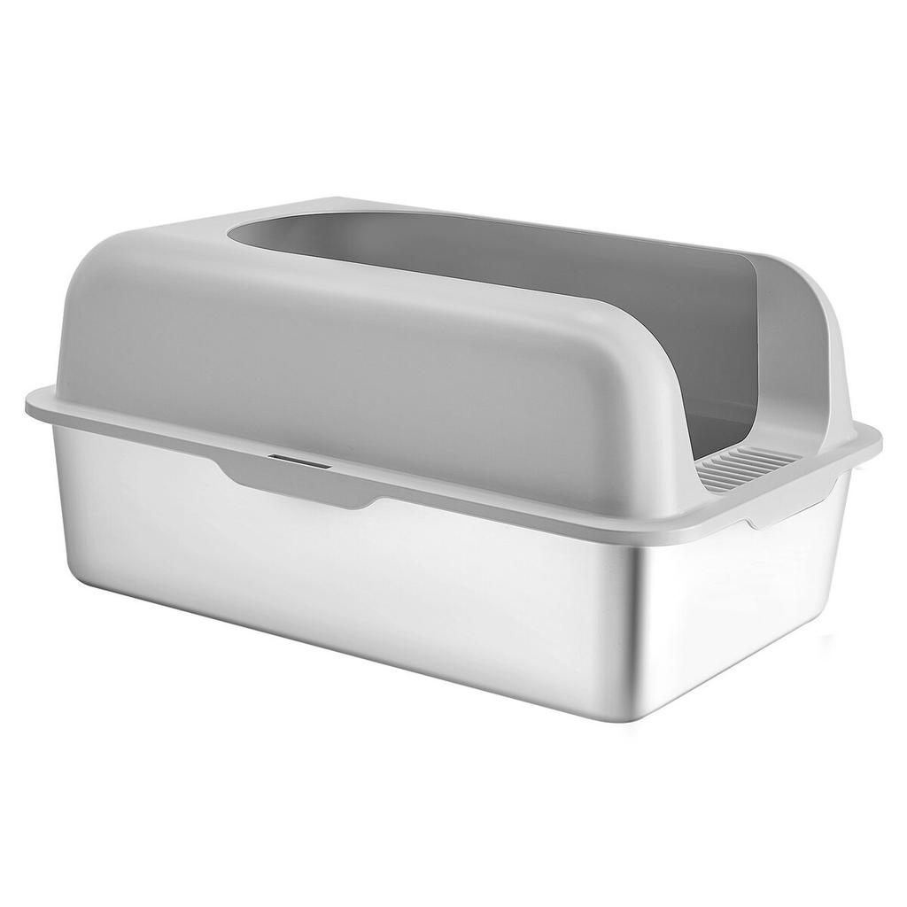 6 in Deep Cat Litter Box Odor-Free Litter Box with Filtering Foot Board