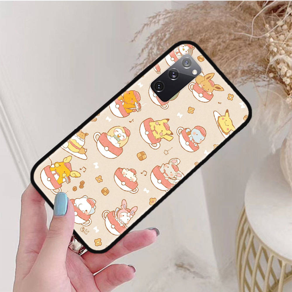 Black Case for Samsung Note 20 Lite S24 Ultra S23 A03 A05 A06 A11 A71 A15 A16 A13 A24 A25 A33 A52 A53 A50 M55 M35 Plus P-35 Cute Pokemons Pikachus