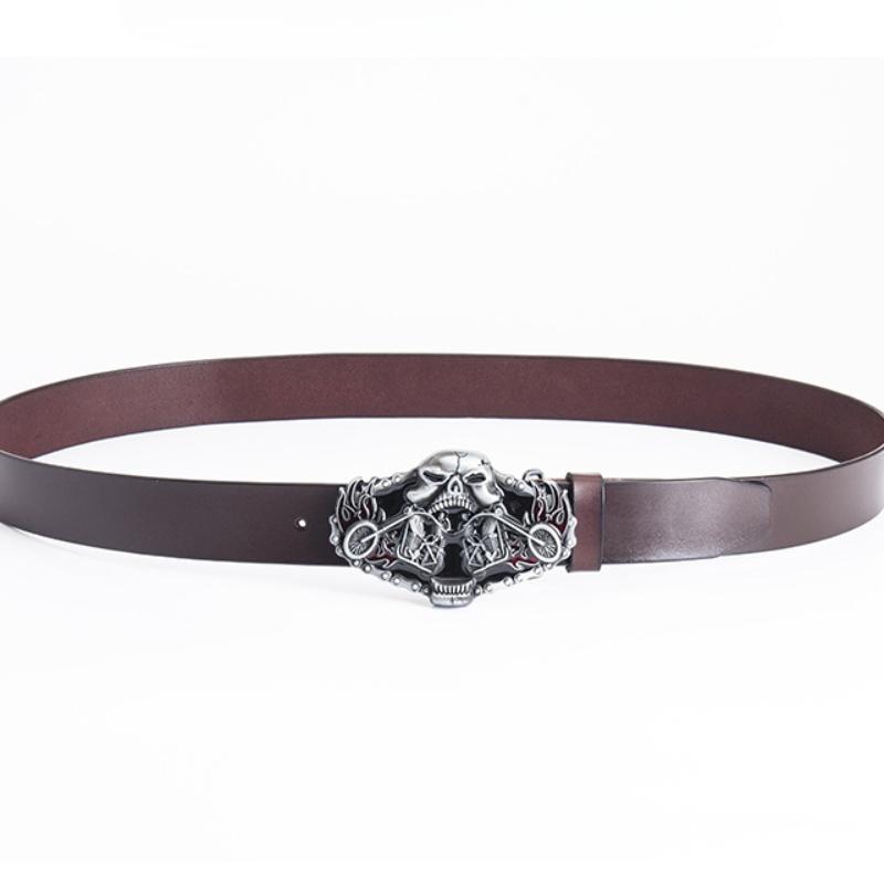 Men's Pull Belt Cowhide Designer Fashion Belt Harley Motorcycle Driver Personality Belt