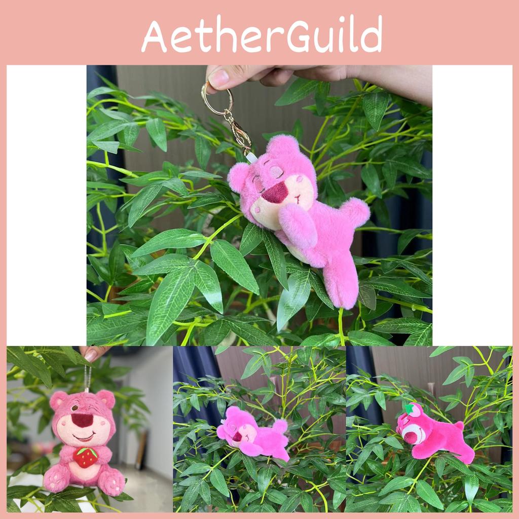 Adorable Strawberry Pink Bear Plush Toy Pendant Keychains Bags Accessories Girls