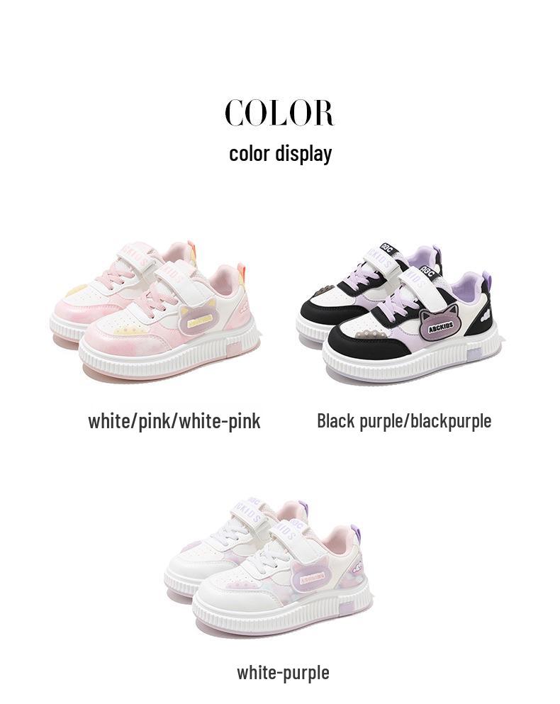 ABCkids 2026 Spring Velcro Sneakers for Girls - Pink & White, Sizes for Medium & Large Children