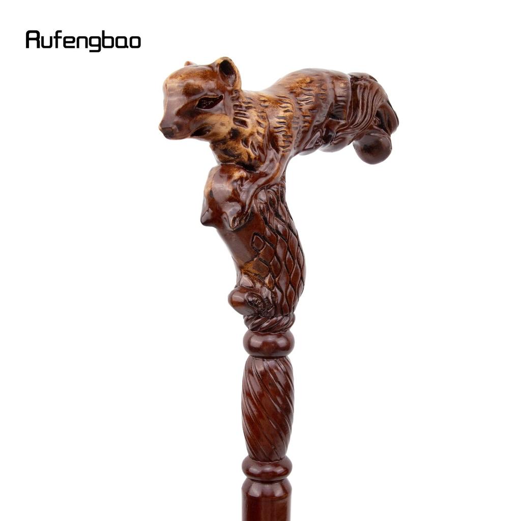 פוקס חום עץ אופנה מקל הליכה דקורטיבי ערפד Cospaly מסיבת עץ מקל הליכה ליל כל הקדושים מייס שרביט Crosier 93 ס"מ