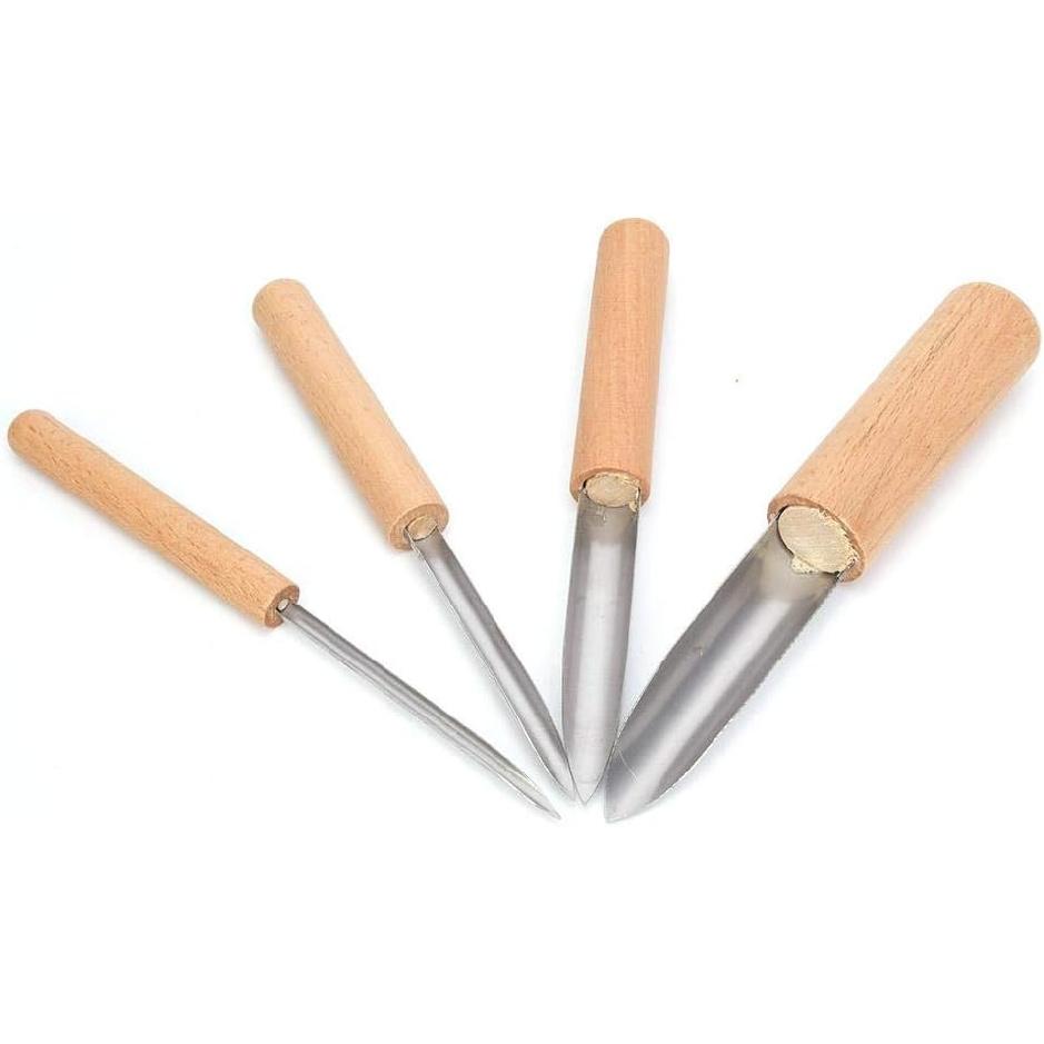 4Pcs Semi Round Hole Cutters Pottery Clay Ceramic Tools Wooden Handle Polymer Clay Punch Hole Cutter Pottery Sculpting Tools Pottery Tools