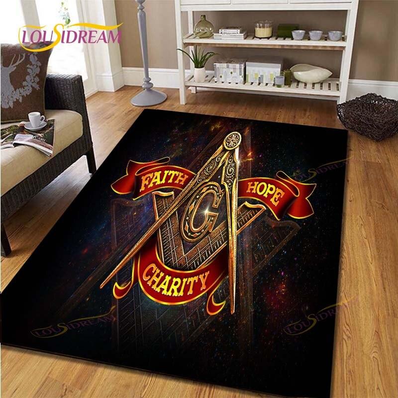Masonic Carpet Freemason Illuminati Ring Floor Mat Living Room Carpet Indoor Area Soft Flannel Play Mat Area Rug Kawaii Rug