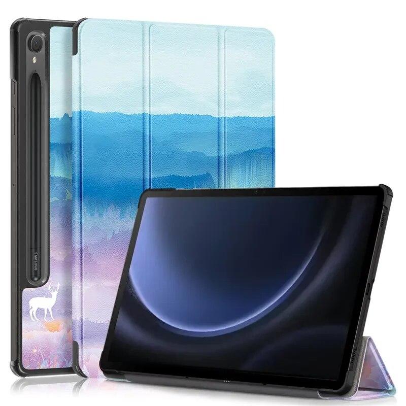 Tablet Leather Case for Samsung Galaxy Tab S9 FE S9FE 2023 Case 10.9 Inch Folding Stand Magnetic Smart Folio Tablet for Samsung Tab S9 FE Case