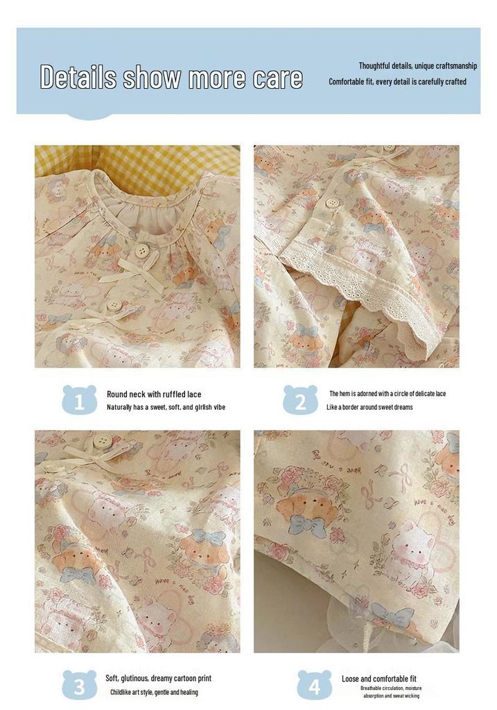 Hey Sweetheart Summer Cotton Gauze Curls Parent-Child Home Wear Set for Kids