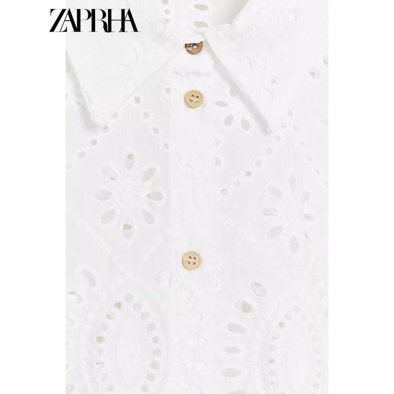 Zaprha 2025 New Arrival French Style Light and Beautiful Loose Cut Out Embroider Short Sleeve Shirt for Women 2298116