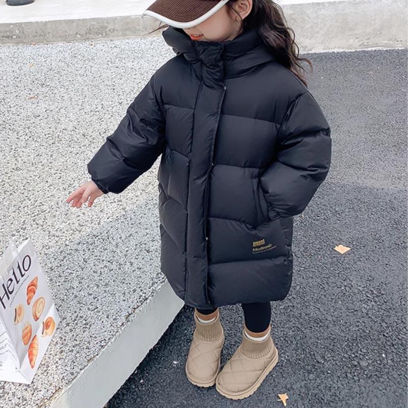 Barn Vinter Flickor Vadderade Jackor Tjock Varm Vattentät Glänsande Huva Kappor Barn Ytterkläder Kläder Tonåring Parka 5-14 År