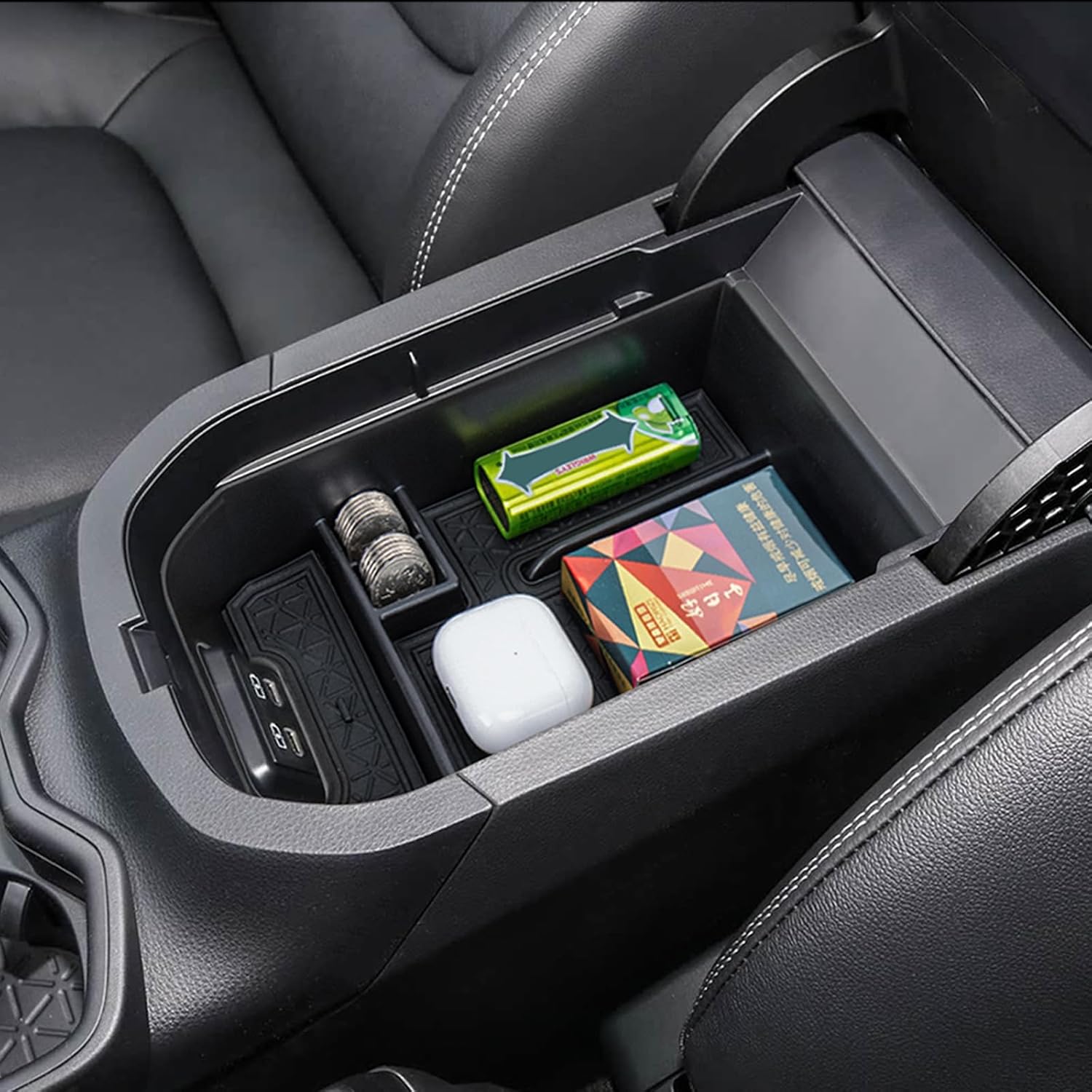2PCS Center Console Organizer Tray and Armrest Storage Box Compatible with Toyota RAV4 2025 2024      ert Secondary Storage box Accessories Armrest storage tray