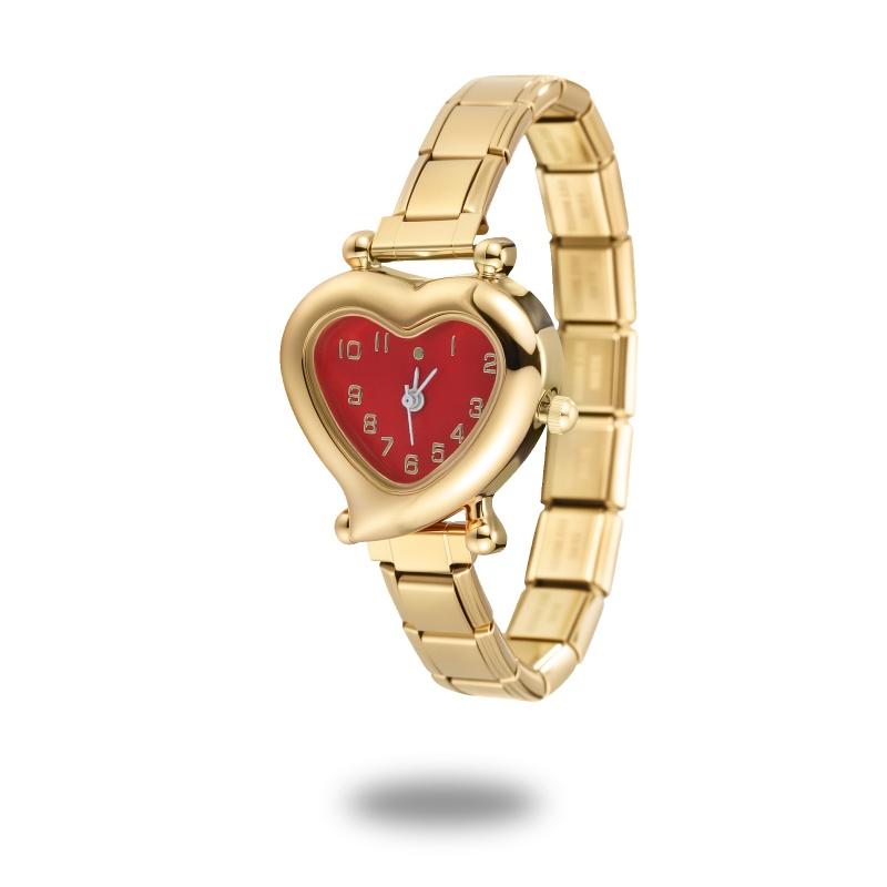 High Quality Fashion DIY 9MM Width Italian Elastic Charm Stainless Heart Shape Watch Bracelet Bangle for Friend Birthday Jewelry
