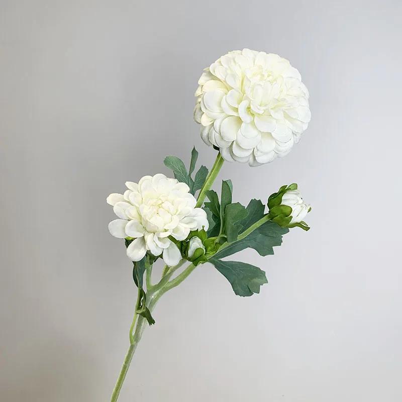 6Pcs Artificial Moisturizing 5-head Dahlia Real Touch Flowers Wedding Decor Flower Arrangement Fake Dahlia Party Home Decoration