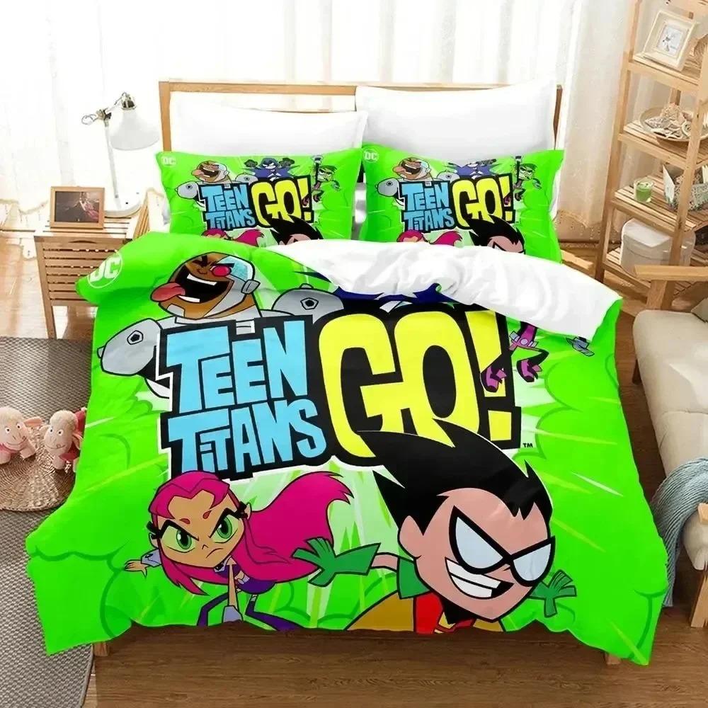 Stampa 3D Cartone Animato Titani Teen Go Set Biancheria da Letto Copripiumino Set Letto Coperta Federa King Queen Size Ragazzi Adulti