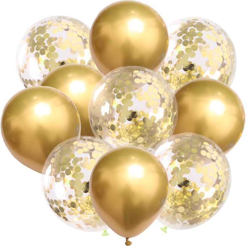 Birthday & Ceremony Decoration Balloon Set: Metallic Sequins, Table & Ground Floating Balloons.