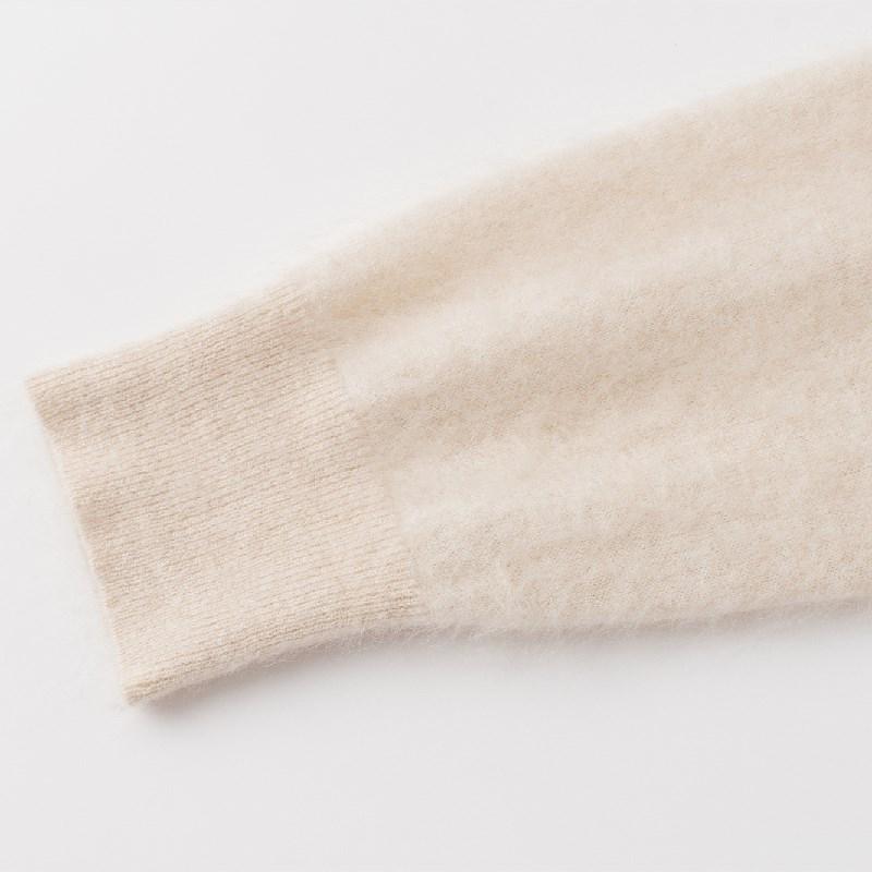 Women's Loose-Fit Brushed Cashmere Cardigan - Trendy Round Neck Knitted Sweater 2025