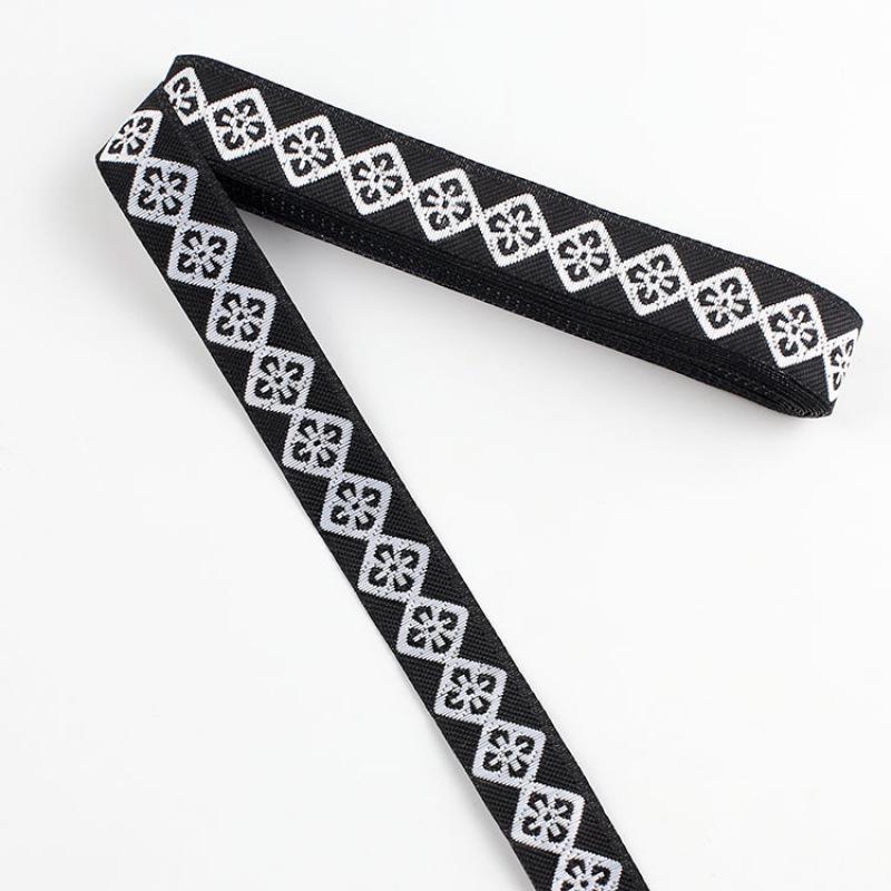 Traditional Ethnic Lace Trim with Black & White Patterns for Clothing, Carpets, & Accessories