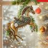 Running Horse Acrylic Decorative Pendant Holiday Christmas Tree 2026 New Year 2D Flat Xmas Pendant Ornament Party Supplies