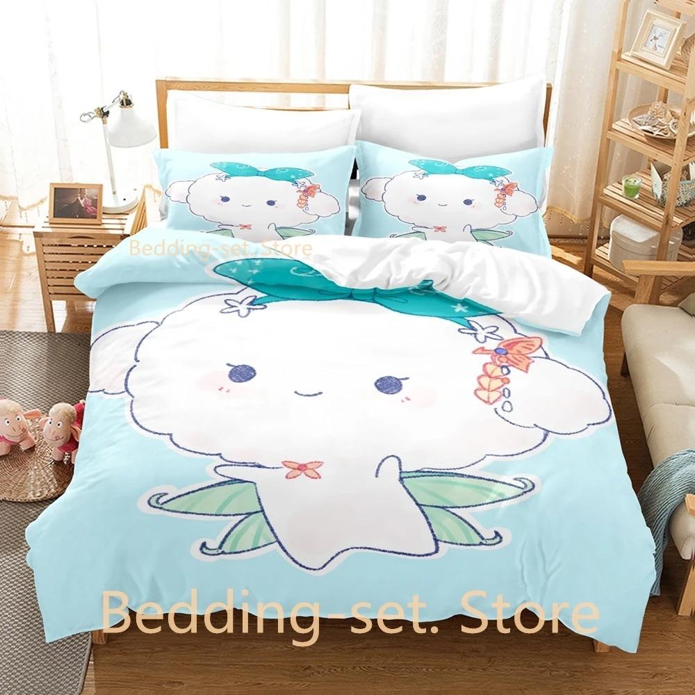 Pomu Rainpuff Anime Bedding Set Single Twin Full Queen King Size Duvet Cover Bed Sheet Set for Adult Kid Bedroom