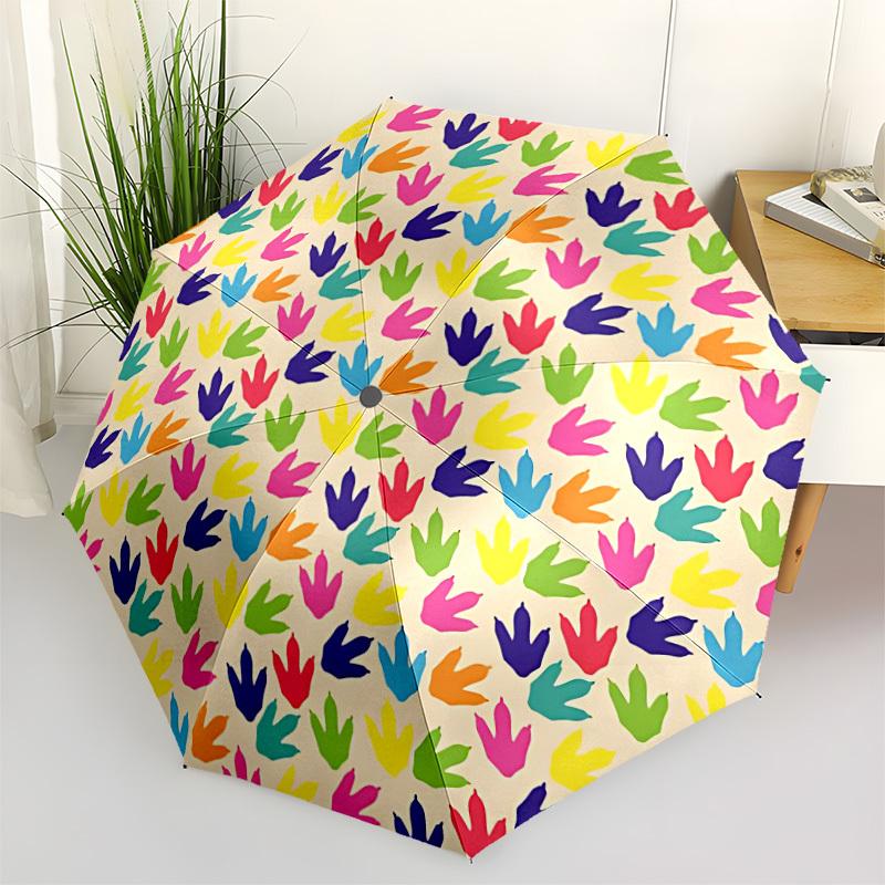 

1pc Dinosaur Footprints Automatic Open/Close Umbrella - Portable Collapsible Umbrella with 8-Rib Stability, Fashion Lovers yy251017087