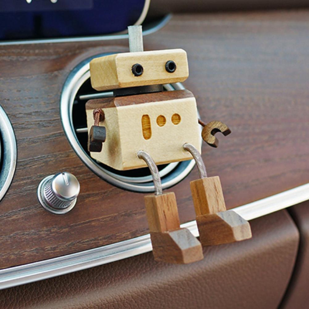 Wooden Man Figurine Shaking Wooden Man Figure Decoration Desktop Dashboard Funny Sculpture Ornament for Family Outings Road Trip