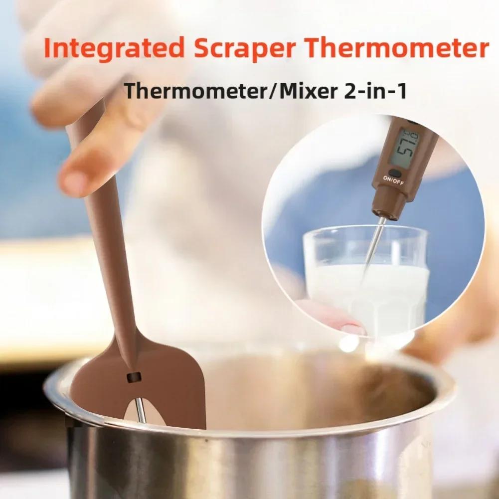 2in1 Digitales Thermometer und Silikonspatel für Zucker Für Schokolade Backen Kochen und Creme Temperaturkontrolle