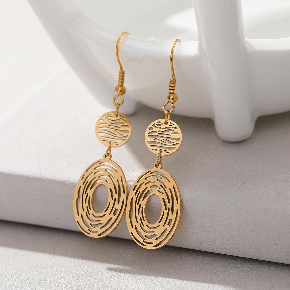 

Серьги из нержавеющей стали, винтажные круглые длинные подвески, круговой лабиринт, новые популярные модные висячие серьги для женщин, ювелирные изделия, подарки